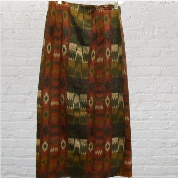 VINTAGE GABRIELLA -- Maxi Skirt, Southwest Print, Wrap Around, Velcro Closure - Picture 4 of 11